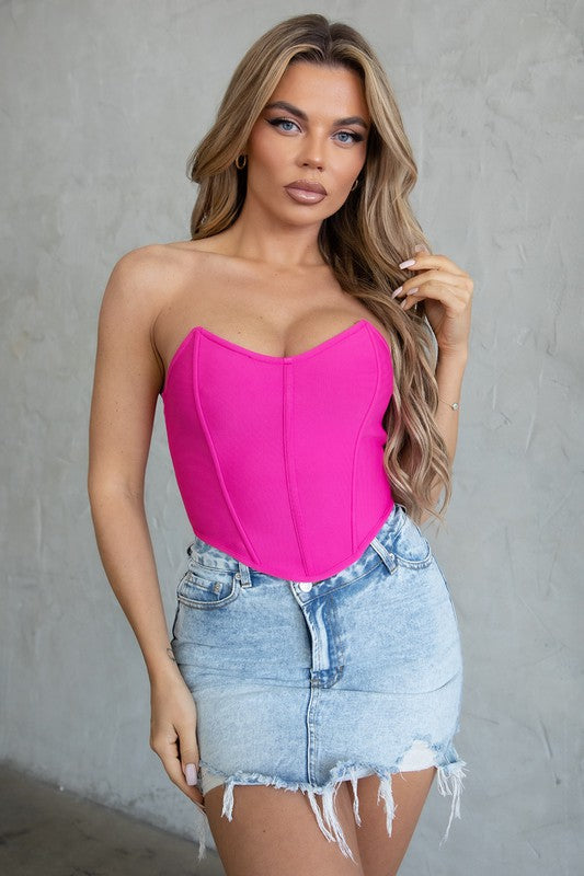 Alia Bandage Corset top (Hot Pink) – Fashionistar boutique