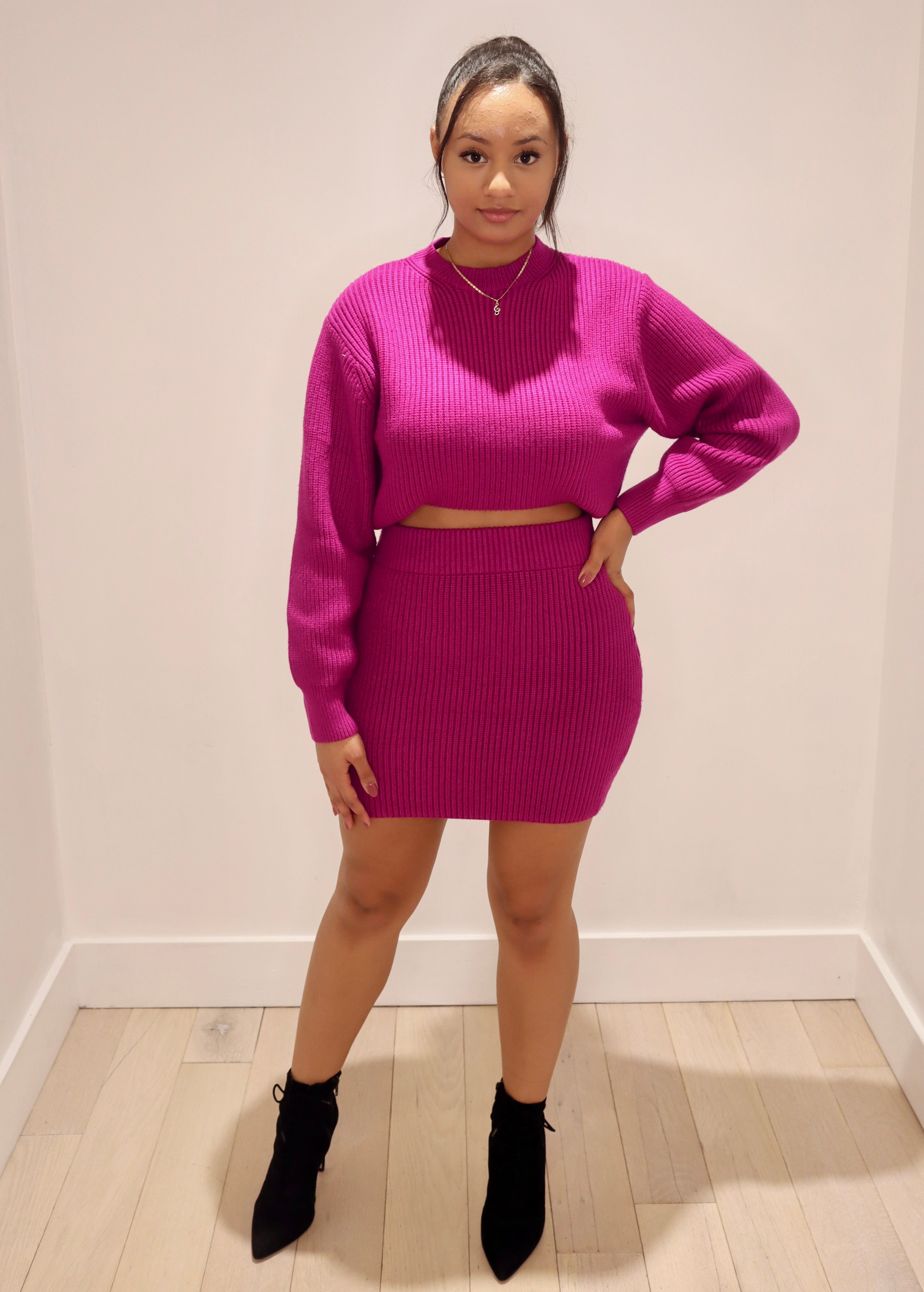 Tamar sweater skirt Magenta