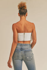 Micha Feather Tube Top (White)