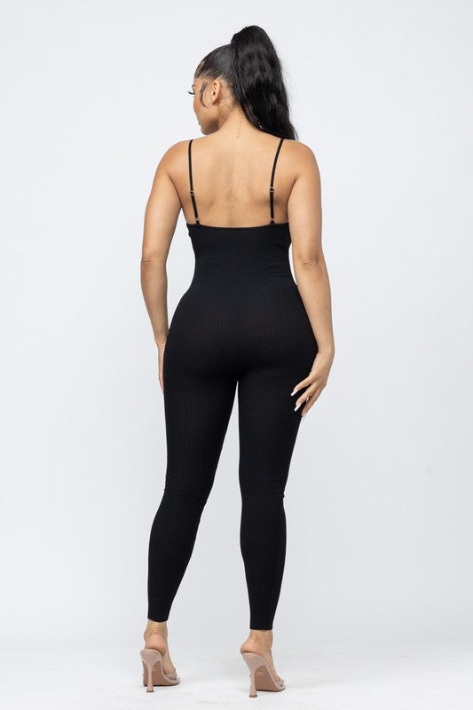 Joy Ribbed Jumpsuit (Black)