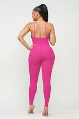 Joy Ribbed Jumpsuit (Fuchsia)