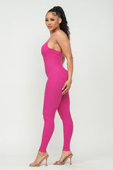 Joy Ribbed Jumpsuit (Fuchsia)