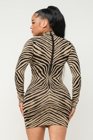 Nelia Long Sleeves Zebra Dress