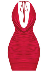 Stacy Halter Dress  (Red)