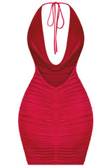 Stacy Halter Dress  (Red)