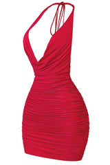 Stacy Halter Dress  (Red)