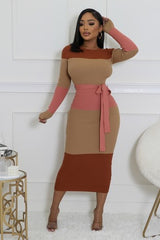 Shay Long Sleeves Collar Block Dress