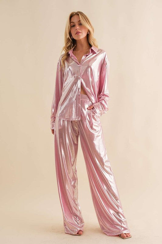 Gia metallic Pant, Pink