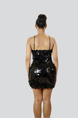 Christina Sequin Dress, Black