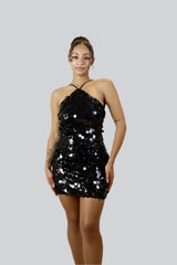 Christina Sequin Dress, Black