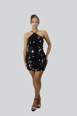 Christina Sequin Dress, Black