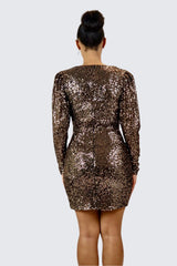 Halle Sequin Cowl Neck dress (Black)