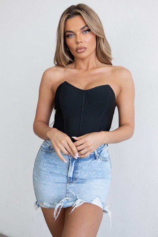 Alia Bandage Corset top (Black) - Fashionistar boutique