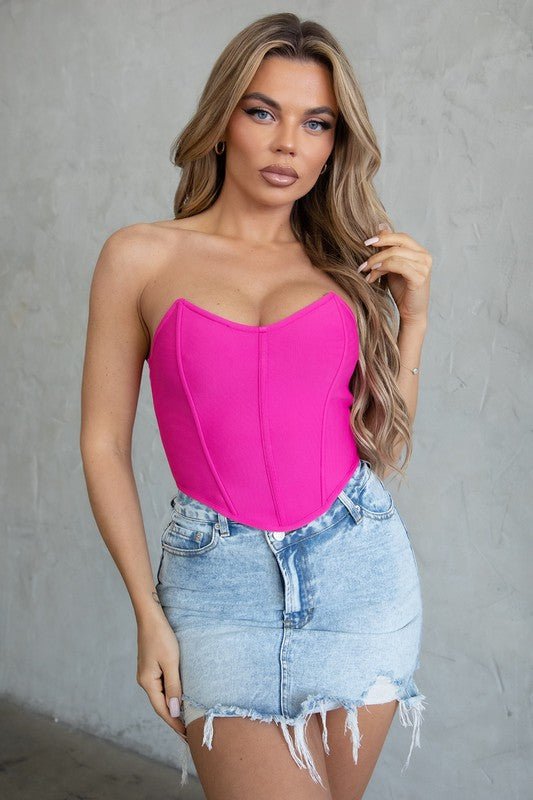 Alia Bandage Corset top (Hot Pink) - Fashionistar boutique