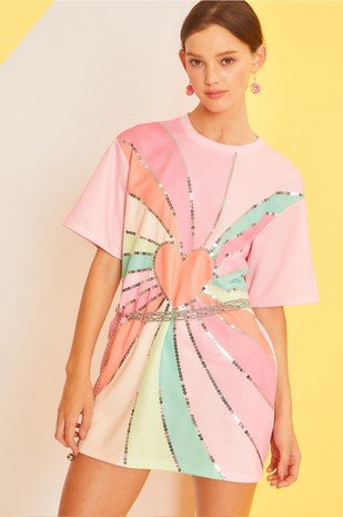 Asia Sequin Heart dress (Pink) - Fashionistar boutique