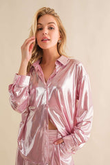 Gia metallic top, Pink