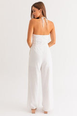 Christelle Halter neck jumpsuit (White) - Fashionistar boutique