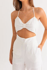 Christelle Halter neck jumpsuit (White) - Fashionistar boutique