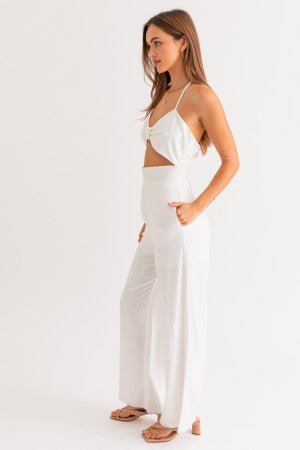 Christelle Halter neck jumpsuit (White) - Fashionistar boutique