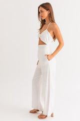 Christelle Halter neck jumpsuit (White) - Fashionistar boutique