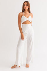 Christelle Halter neck jumpsuit (White) - Fashionistar boutique