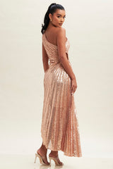 Sally one shoulder dress (Rosegold)