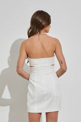 Ella Chain Cutout Mini Dress (White) - Fashionistar boutique