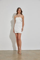 Ella Chain Cutout Mini Dress (White) - Fashionistar boutique
