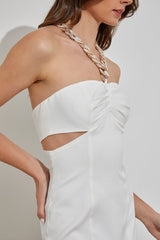 Ella Chain Cutout Mini Dress (White) - Fashionistar boutique
