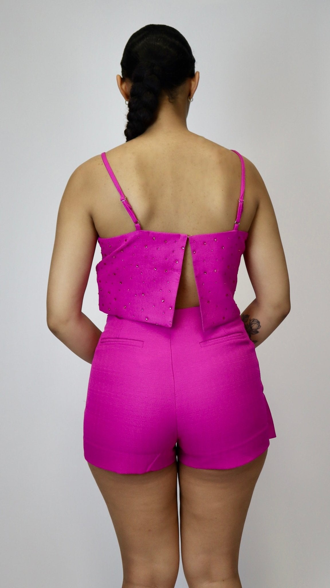 Ella Embellished Crop Top (Magenta) - Fashionistar boutique