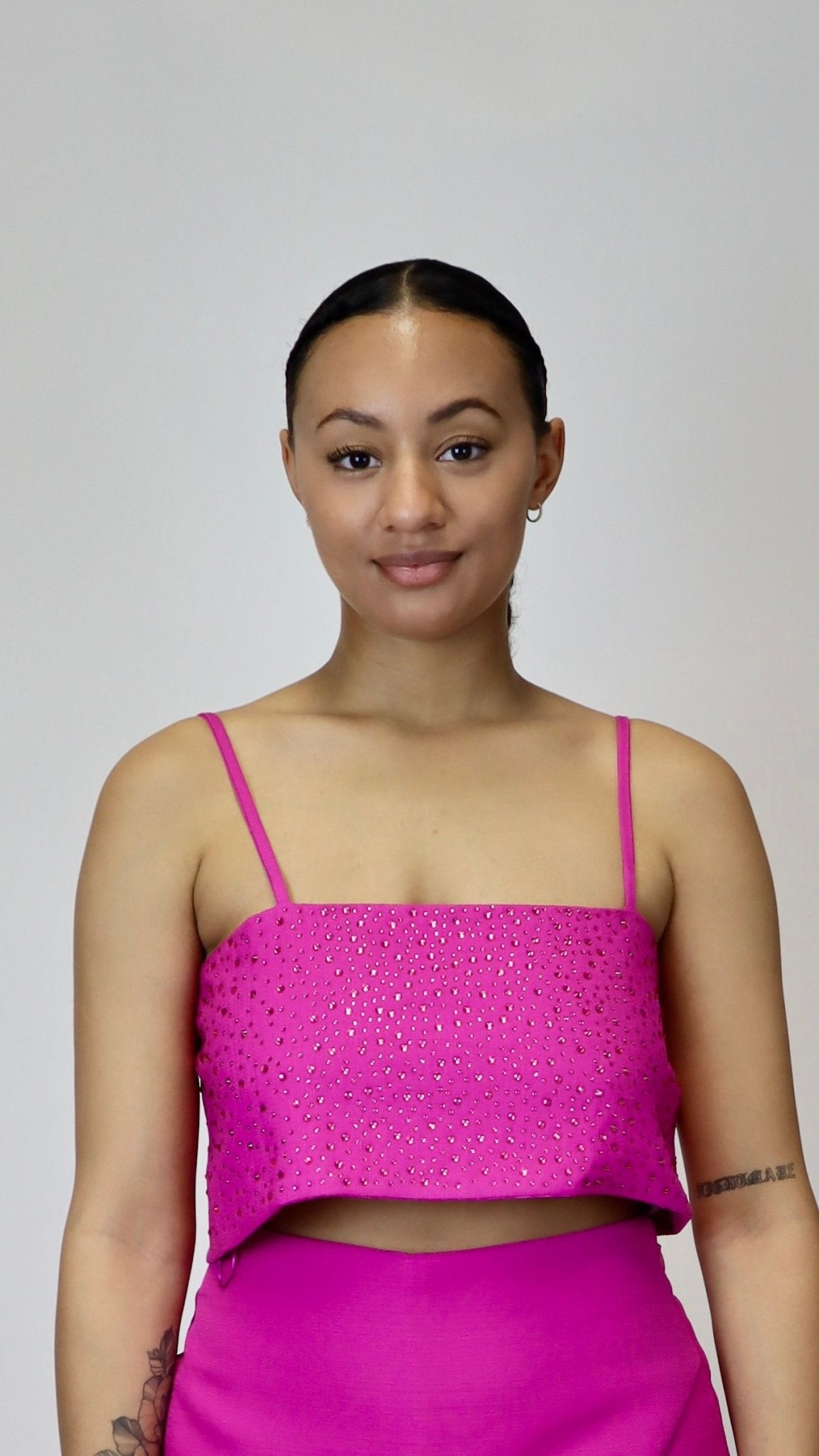 Ella Embellished Crop Top (Magenta) - Fashionistar boutique