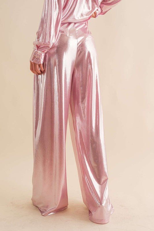 Gia metallic Pant, Pink - Fashionistar boutique