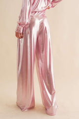 Gia metallic Pant, Pink - Fashionistar boutique