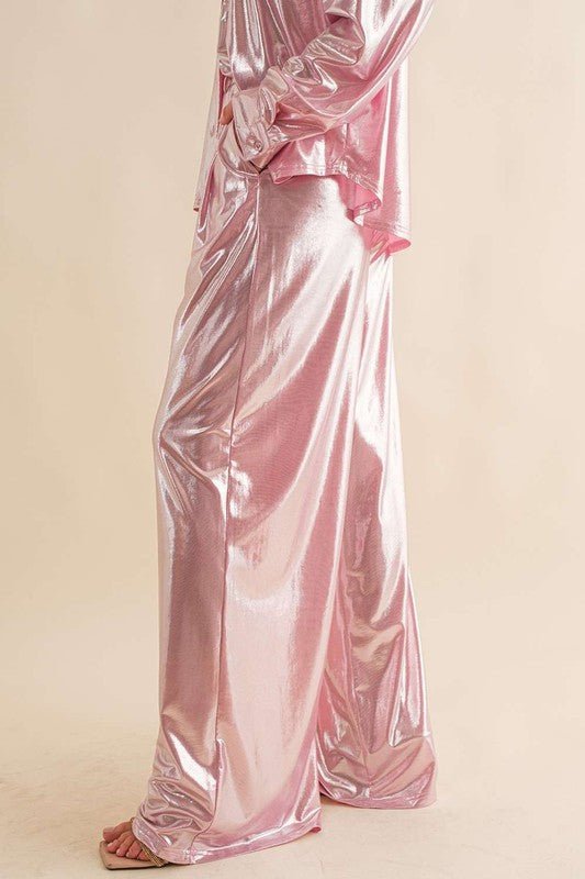 Gia metallic Pant, Pink - Fashionistar boutique