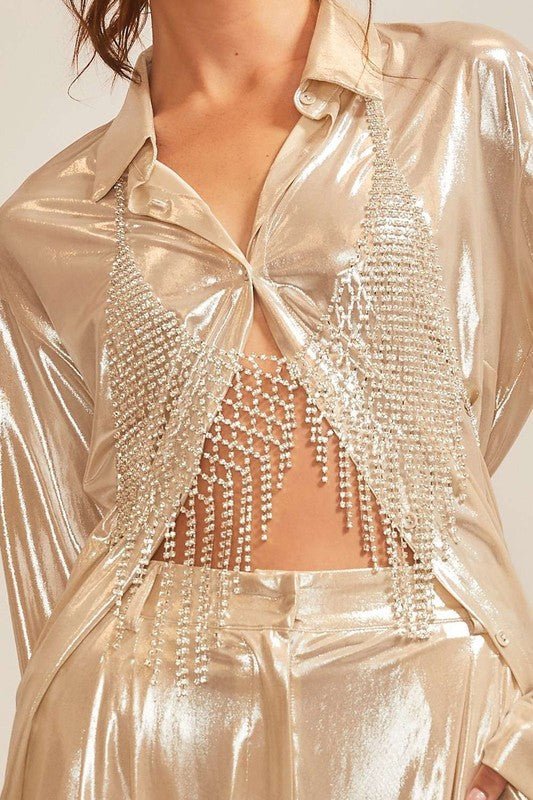 Gia metallic top, Gold - Fashionistar boutique