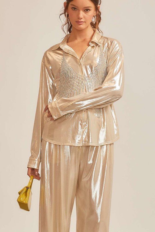 Gia metallic top, Gold - Fashionistar boutique
