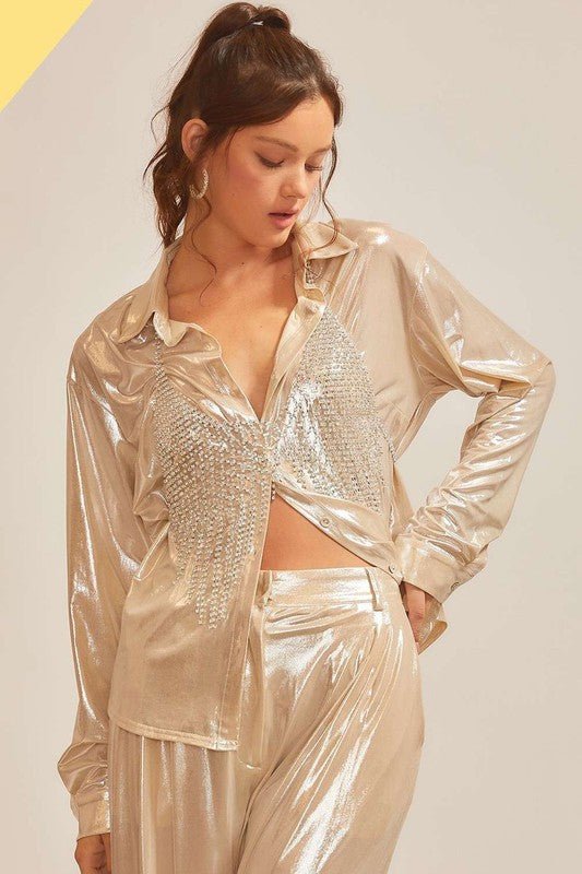 Gia metallic top, Gold - Fashionistar boutique