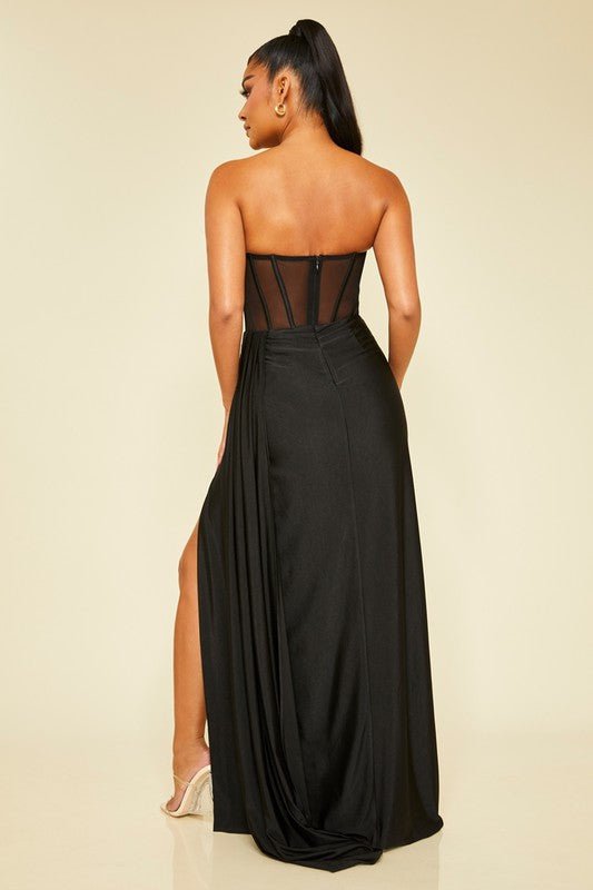 Kelly Strapless maxi dress (Black) - Fashionistar boutique