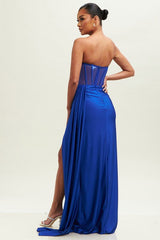 Kelly Strapless maxi dress (Blue) - Fashionistar boutique