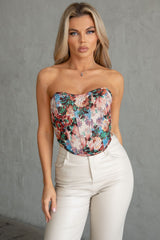 Laura floral corset, Brown - Fashionistar boutique