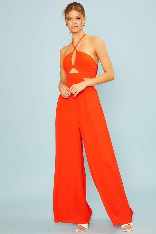 Lily Halter neck jumpsuit - Red - Fashionistar boutique