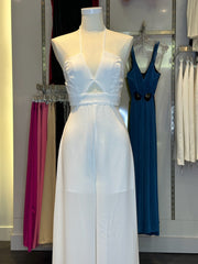 Lily Halter neck jumpsuit - White - Fashionistar boutique