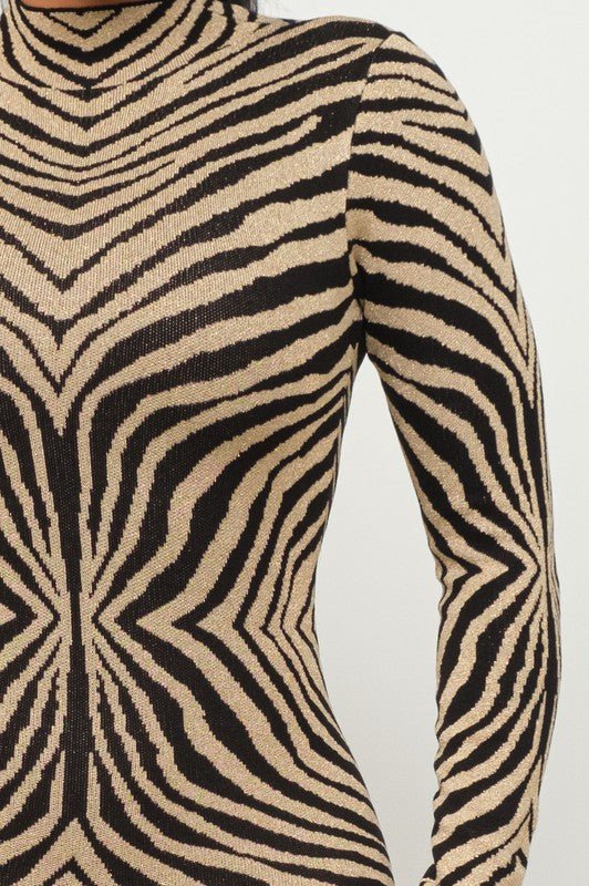 Nelia Long Sleeves Zebra Dress - Fashionistar boutique