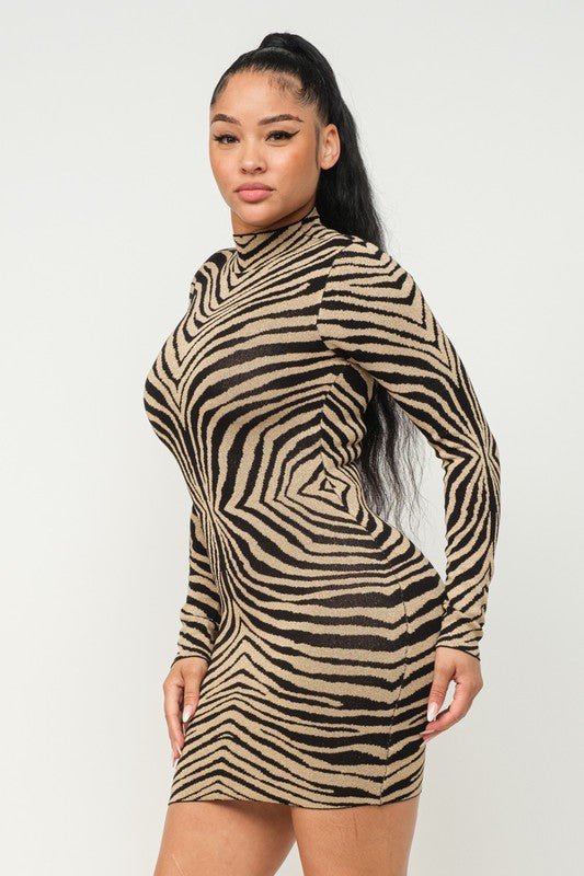 Nelia Long Sleeves Zebra Dress - Fashionistar boutique