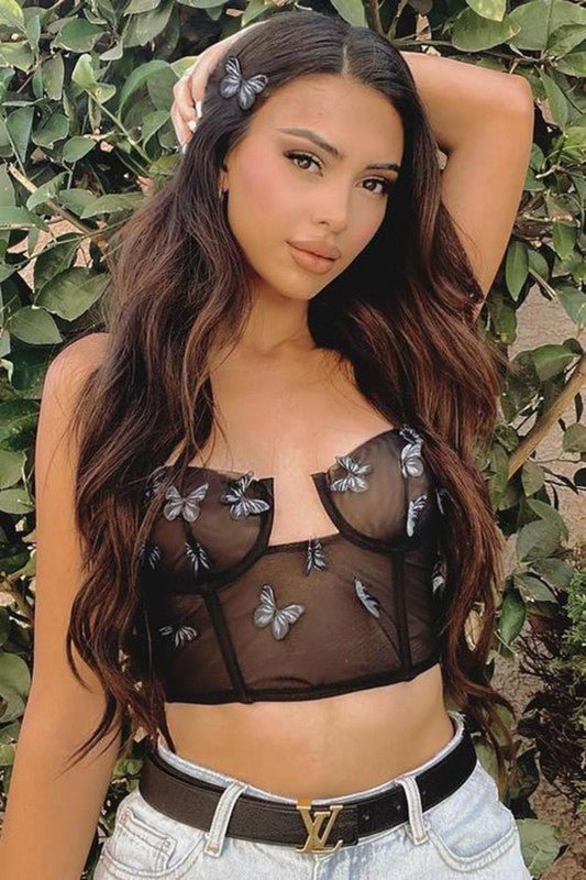 Nia Butterfly corset top (Black) - Fashionistar boutique