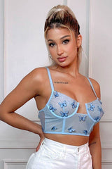 Nia Butterfly corset top (Blue) - Fashionistar boutique