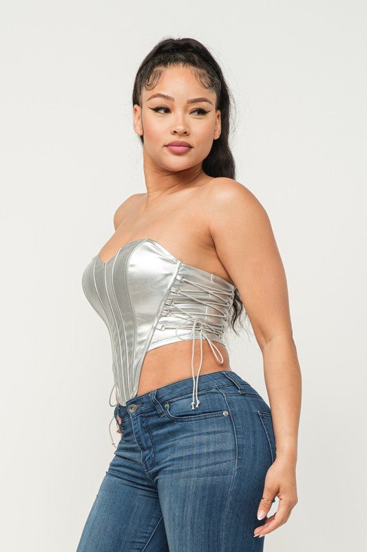 Nia corset top (Silver) - Fashionistar boutique