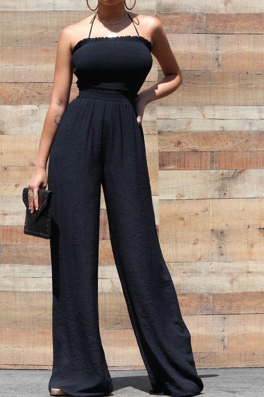 Rachel Wide Leg Jumpsuit (Black) - Fashionistar boutique
