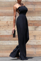 Rachel Wide Leg Jumpsuit (Black) - Fashionistar boutique
