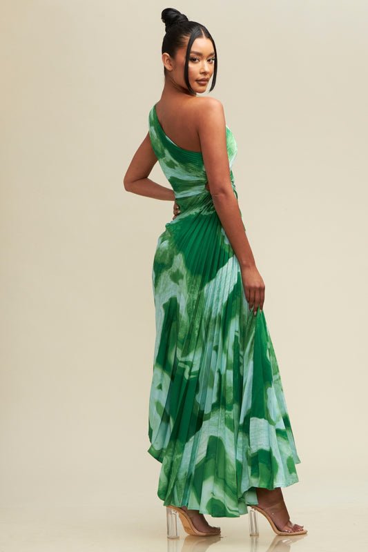 Sally one shoulder dress - Green - Fashionistar boutique